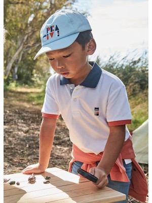 Mayoral Erkek Çocuk Sırtı Grafik Polo Tshirt 4-8 Yaş Beyaz