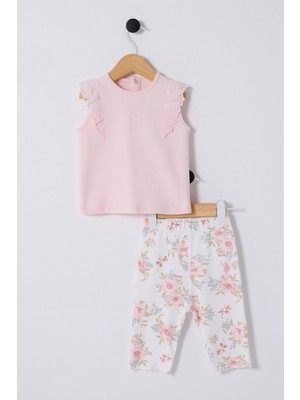 U.s.polo Kız Bebek Çicek Baskılı Taytlı Takım 6-36 Pudra