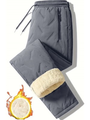Ghassy Co. Unisex Çift Katmanlı Ultra Termal Su ve Rüzgar Geçirmez Pantolon Füme Renkli Kürklü İç Astar