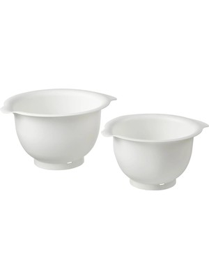 IKEA 2'li Set Karıştırma Kabı 2,3 Litre ve 3,7 Litre 2 Adet Çırpma Kabı Kaymaz Taban Beyaz Renk Kap Plastik