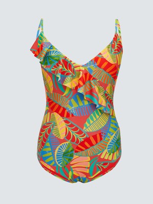 Desenli Çıkarılabilir Pedli Kadın Mayo