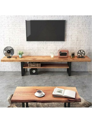 Halevia Doğal Ahşap Tv Ünitesi Ahşap Yaşam Ünitesi