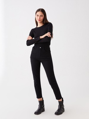 ByCukurovaFrango Lucas Siyah Süper Yüksek Bel Boyfriend Kadın Jeans Kot Pantolon Mom 2024