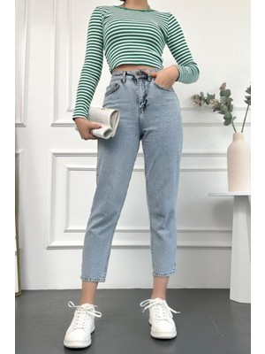 ByCukurovaFrango Mom Buz Kar Yüksek Bel Esnek Jean 2024