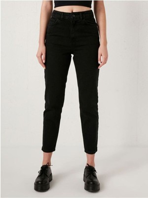 ByCukurovaFrango Kadın Mom Jeans Kot Pantolon-Siyah