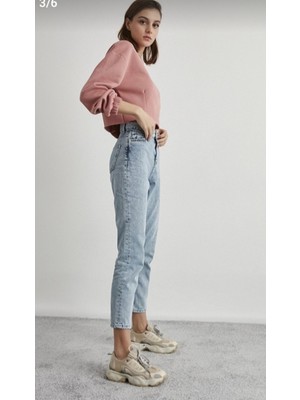 ByCukurovaFrango Leo Robin Mom Jeans Eskitme Buz Boyfriend Yüksek Bel Kot