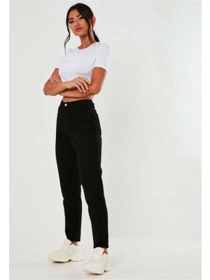 ByCukurovaFrango Leo Penelope Zero Kadın Maria Black Slim Mom Jean Pantolon