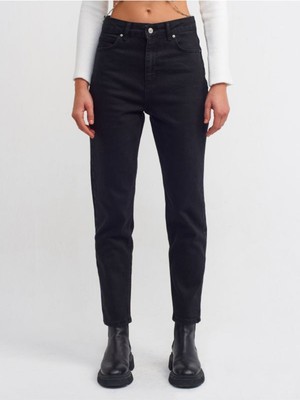ByCukurovaFrango Stager Siyah Yüksek Bel Likralı Mom Jeans Momjeans