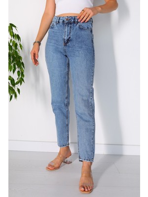 ByCukurovaFrango Zero Max Kadın Yüksek Bel Mom Jeans Likralı Esnek Kot Pantolon(1 Beden Büyük Alınız)
