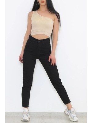 ByCukurovaFrango Siyah Yüksek Bel Mom Jean Kadın Boyfriend Kot Pantolon Toparlayıcı 2024