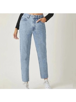 ByCukurovaFrango Zero Max Yüksek Bel Mavi Mom Kot Pantolon %100 Pamuk Esnek Jeans (1 Beden Büyük Alınız)
