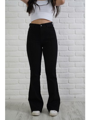 Penolope Kadın Kadın Çımalı Ispanyol Paça Jean Siyah