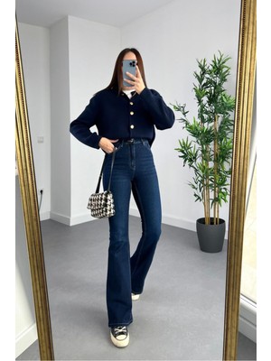 ByCukurovaFrango 90's Ozwe Koyu Lacivert Ispanyol Jean