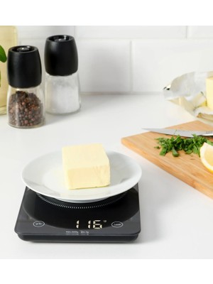 IKEA Mutfak Tartısı 21X16 cm Dijital Mutfak Terazisi Hassas Tartı Siyah