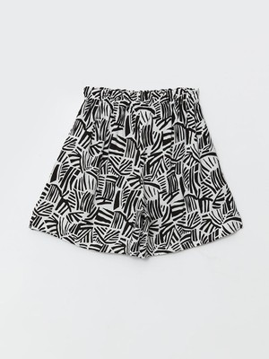 Beli Lastikli Desenli Kadın Plaj Şortu