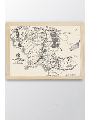 Yüzüklerin Efendisi Çerçeveli Tablo - Orta Dünya Haritası Poster Tablo