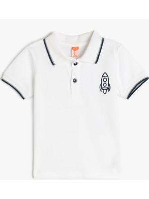 Koton Pamuklu Nakış Detaylı Kısa Kollu Polo Yaka Tişört