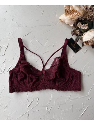 Tyla Dantelli C Cup Önü Şeritli Günlük Kullanım Balenli Şık Toparlayıcı Sütyen