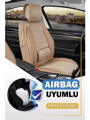
honda Legend Uyumlu Yarı Deri Oto Koltuk Kılıfı Ön-Arka 5li Anka Set Bej