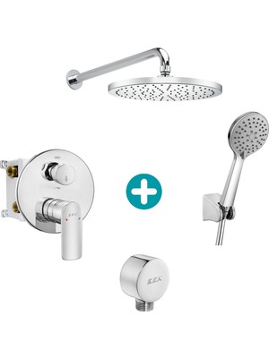 Eca Lia Yuvarlak Ankastre Gömme Banyo Bataryası Duş Seti Tüm Parçalar Dahil