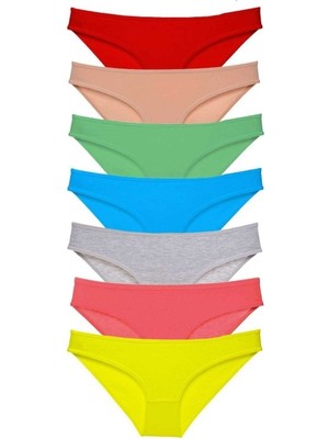 7 Adet Süper Eko Set Likralı Kadın Slip Külot Çok Renkli