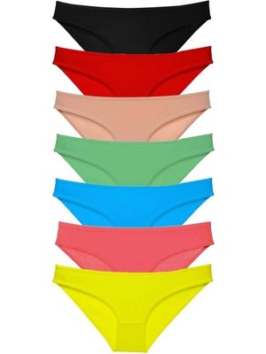 7 Adet Süper Eko Set Likralı Kadın Slip Külot Çok Renkli