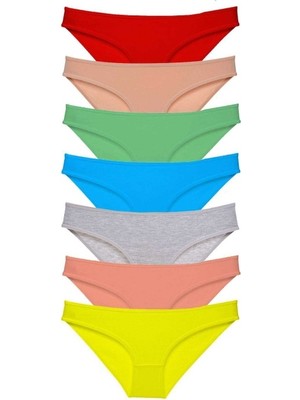7 Adet Süper Eko Set Likralı Kadın Slip Külot Çok Renkli