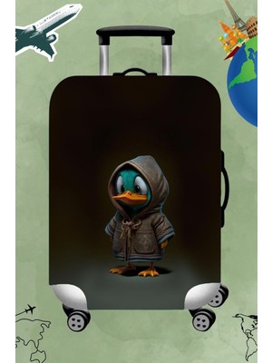 Likralı Esnek Kumaş Ördek Baskılı Dayanıklı Valiz Ve Bavul Kılıfı