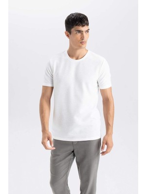 Defacto Erkek  T-Shirt M6608AZ/ER105 Ecru