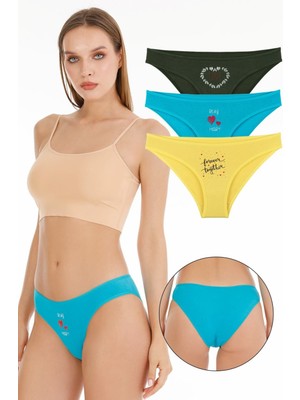 Sensu Kadın Baskılı Slip Külot 3 Lü Paket Set - KTS1104