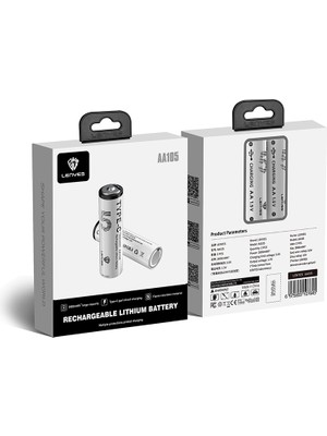 Lenyes AA105 Type-C Şarj Portlu Şarj Edilebilir Aa Lityum-Ion Pil 2800MWH 1.5V 2 Adet