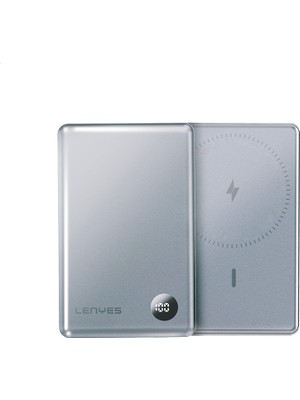 Lenyes PW137D 20W Ultra Ince Dijital LED Ekranlı Wireless Powerbank 15W 10000 mAh Füme