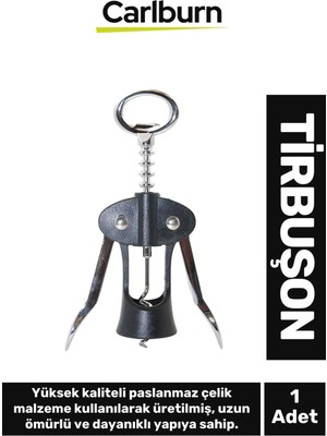 Premium Paslanmaz Çelik Kararmaz Mantar Şarap Kapak Açıcı Şişe Tirbuşon 18*7 cm