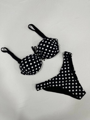 Kadın Siyah Puantiyeli Astarlı Bikini Takım HZL25S-LC2223