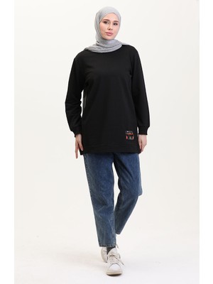 Sefa Merve Iki Iplik Penye Tunik 280128-11 Siyah