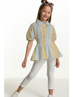 Trend Bebe Butik Kız Çocuk Yazlık Çizgili Gömlek Tunik Elbise Enerjik Renklerle Tasarlandı