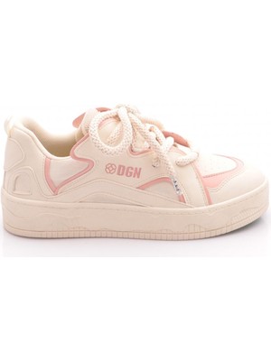 DGN Kadın Sneakers Ayakkabı B10750 Düz Tabanlı Pudra Renkli Şık Tasarım