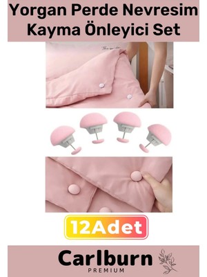 Premium Yorgan Kayma Önleyici Perde Tül Çarşaf Düzenli Tutma Nevresim Sabitleme Seti 12 Adet Klips