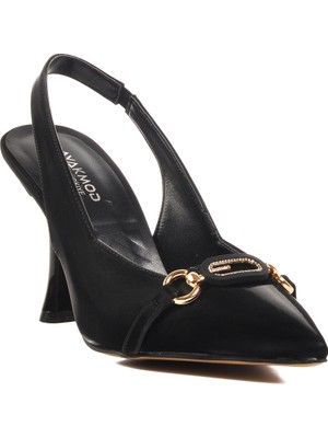 Ayakmod Siyah Ince Topuk Kadın Topuklu Ayakkabı