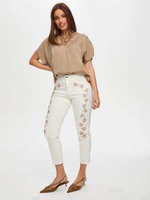 Faik Sönmez Yanları Ip Nakışlı Slim Fit Jean Pantolon S25JPN002