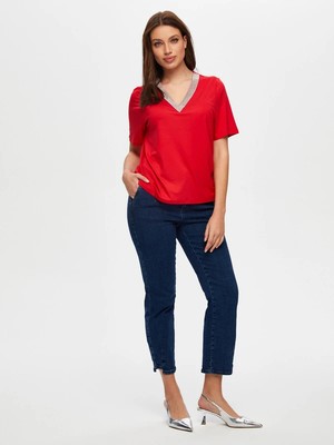 Faik Sönmez Zincir Şertili V Yaka Kısa Kol T-Shirt S25TSH064