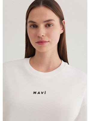 Mavi Mavi Logo Baskılı Beyaz Tişört 1612518-70057