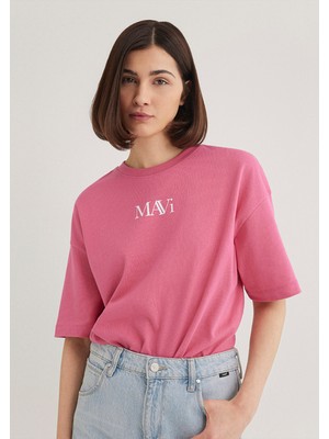 Mavi Mavi Logo Baskılı Pembe Tişört 1611593-84680