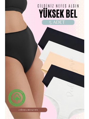 Red İç Giyim Yüksek Bel Büyük Beden Pamuklu Bato Kadın Külot 5'li Paket (Battal Boy)