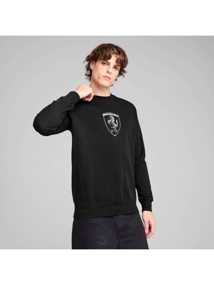 Puma Erkek Siyah Puma Ferrari Race Big Shield Crew Siyah Erkek Sweatshirt