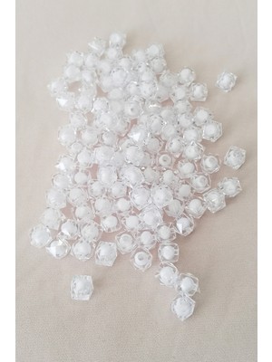 Royaleks Küp Boncuk Içten Boncuklu Bileklik Çanta Boncuğu 10 mm 50 gr Beyaz - BNC456