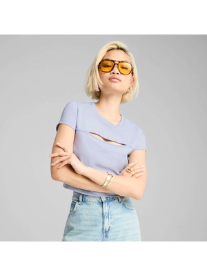 Puma Kadın Mavi Puma Wardrobe Ess Baby Tee Mavi Kadın Crop