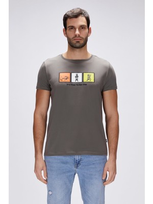 Belirtilmemiş Entree Antrasit Erkek Baskılı Tişört