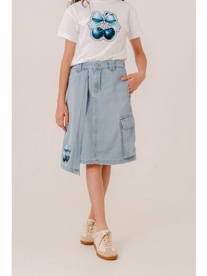 Kız Çocuk Sağ Üst Parçalı Kot Etek 2602