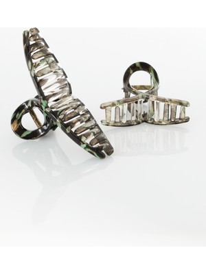 2'li Set Desenli Parlak Kaymaz Mandal Saç Tokası